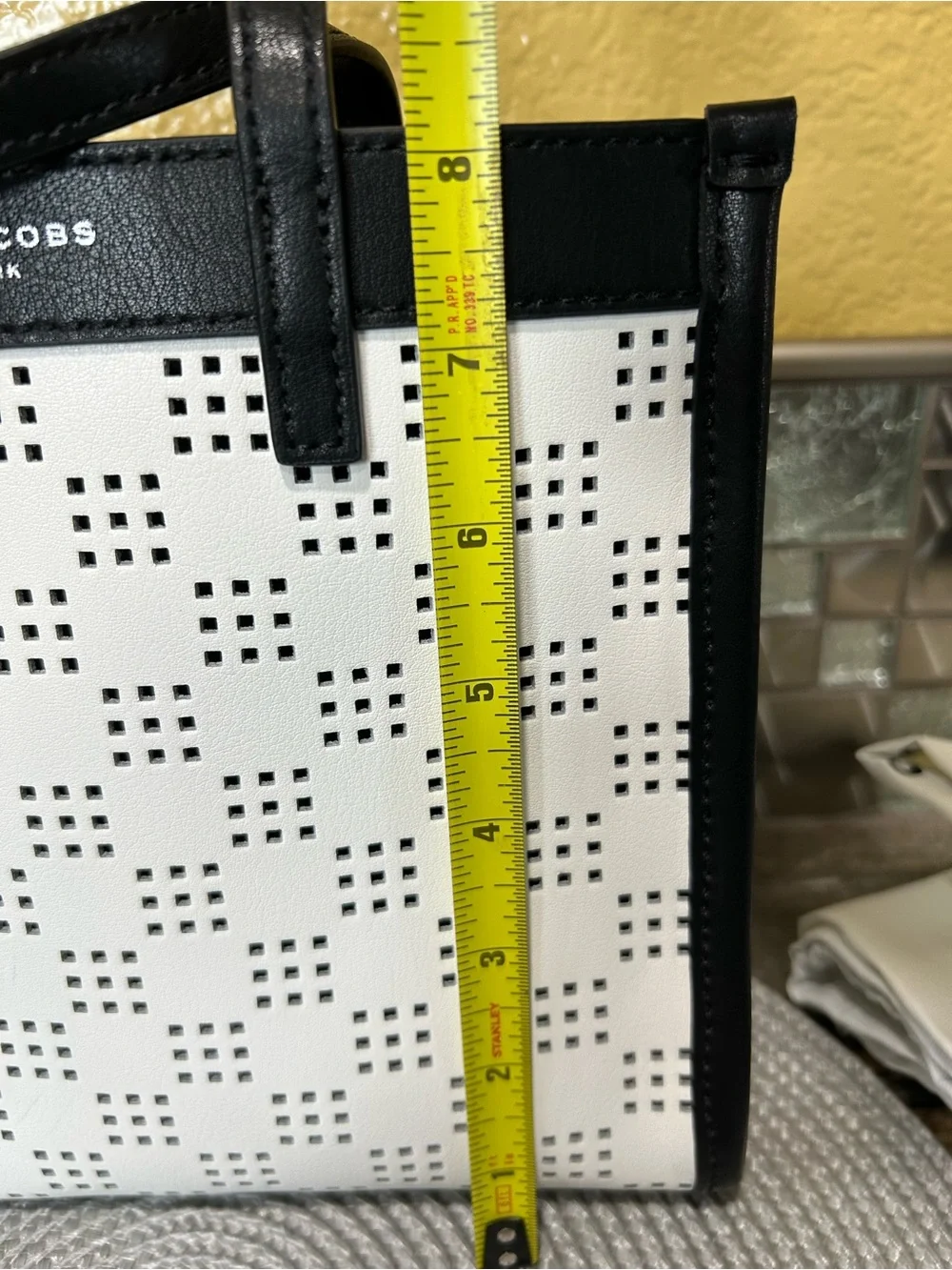Marc Jacobs Black and White Perforated Mini Tote with Padlock